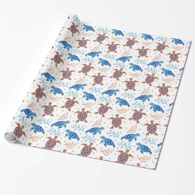 Papel De Presente O teste padrão da tartaruga de mar (Desenrolado)