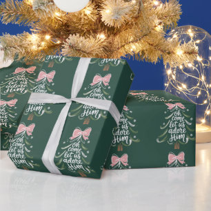 Papel De Presente Ó Vem, Adoremos a Ele Cristão Natal Religioso