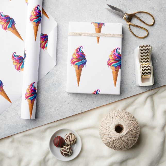 Papel De Presente O vibrante cone de sorvete clássico da SlipperyJoe (Artesanato)