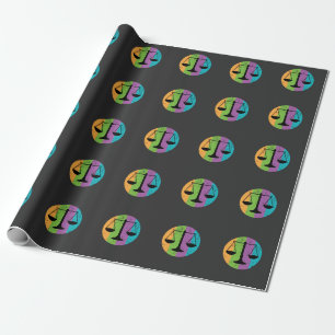 Papel De Presente O vintage retro 70s escala justiça da lei -