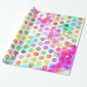 Papel De Presente o watercolour vibrante colorido splatters bolinhas