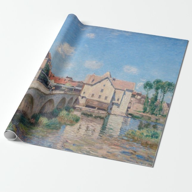Papel De Presente Obra de Alfred Sisley - Le Pont de Moret (Desenrolado)