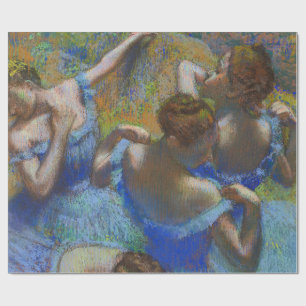 Papel De Presente Obra-Prima de Arte Fina Azul Bailarinas de Degas
