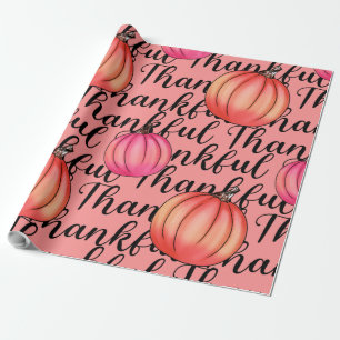 Papel De Presente Obrigado com Pumpkins Rosa