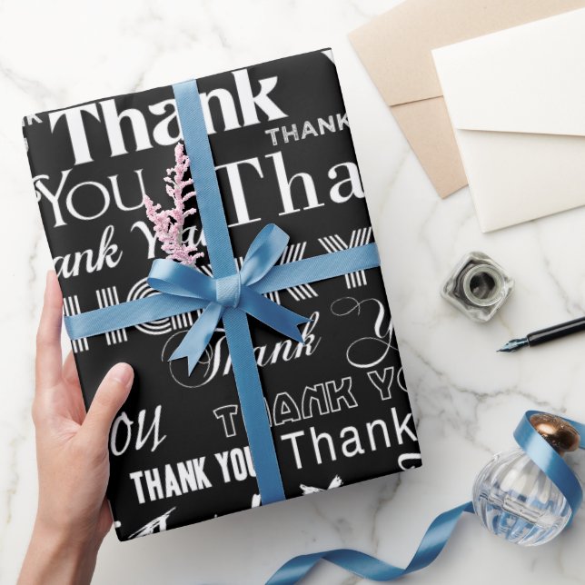 Papel De Presente Obrigado (em preto) (Presentear)