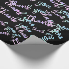 Papel De Presente Obrigado Hologro Script Sereia Cor-de-rosa