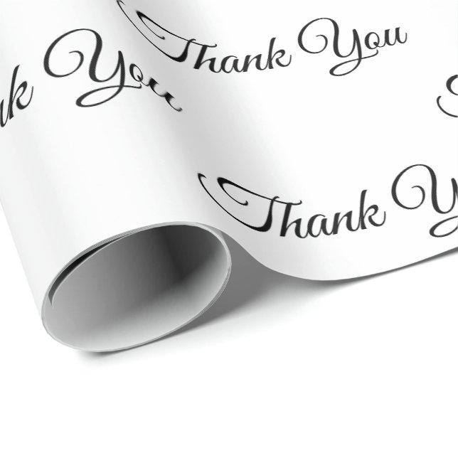 Papel De Presente Obrigado, Obrigados clássicos, elegante e branco P (Ponta do rolo)