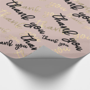Papel De Presente Obrigado Royal Ivory Dourado Caligraphy Script Fav