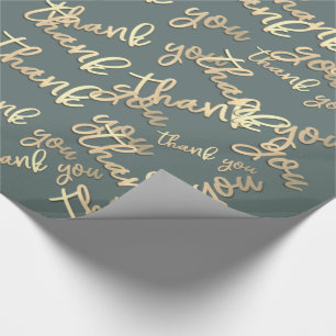 Papel De Presente Obrigado Script Dourado Cinza Favor de Casamento