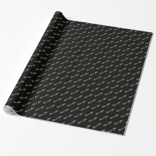 Papel De Presente Obrigado teste padrão Dourado preto elegante da