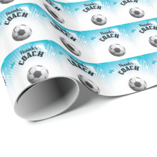 Papel De Presente Obrigado treinador Aqua Blue Stars Bola