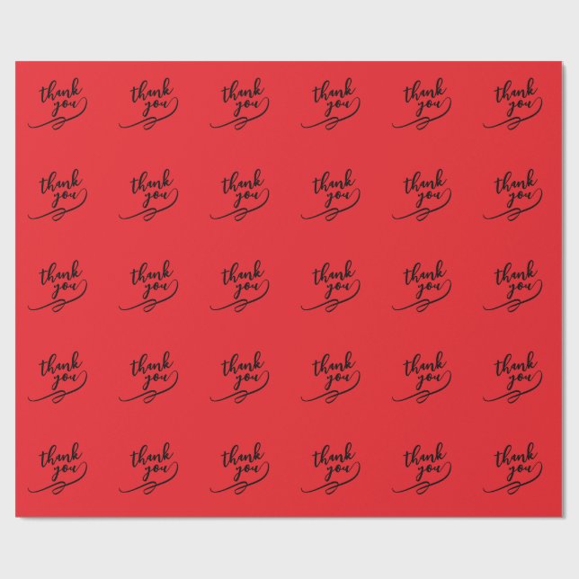 Papel De Presente Obrigado Vermelho Brilhante Clássico Único Simples (Aberto)
