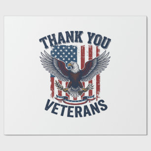 Papel De Presente Obrigado Veteranos Águia Patriótica Vintage