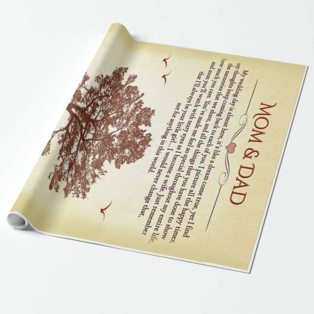 Papel De Presente Obrigados Mãe e Presente de Pai, Presente de Mãe/D (Desenrolado)