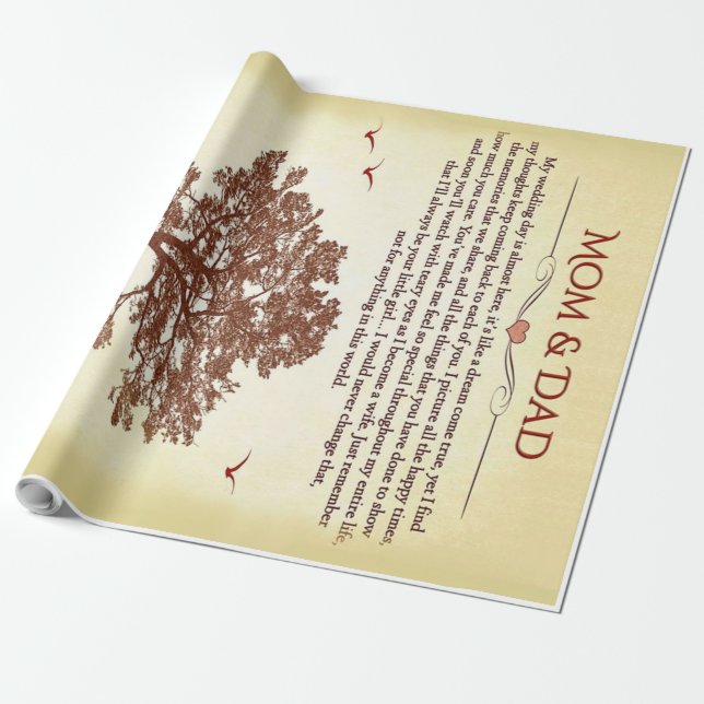 Papel De Presente Obrigados Mãe e Presente de Pai, Presente de Mãe/D (Desenrolado)