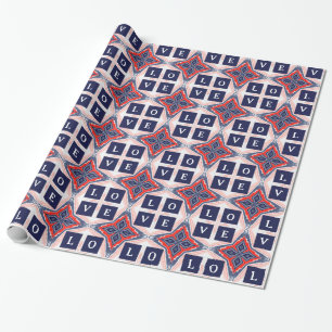 Papel De Presente Ocasião com Modelo de Palavras com 4 Letras