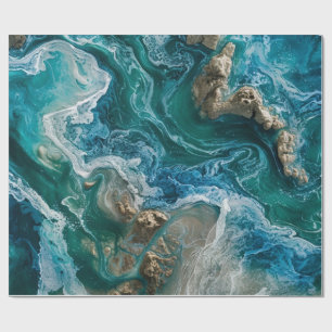 Papel De Presente Oceano Azul