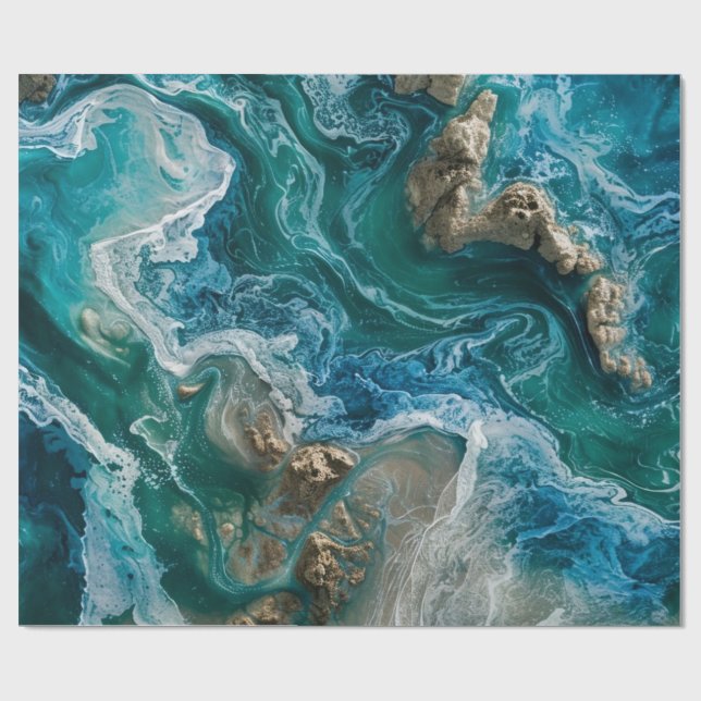 Papel De Presente Oceano Azul (Aberto)