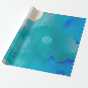 Papel De Presente Oceano de kraft da aguarela do aquarelle do azul