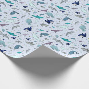Papel De Presente Oceano em azul