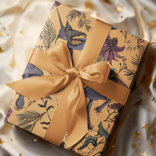 Papel De Presente Ochre Spooky Encantado Jardim Hummingbird