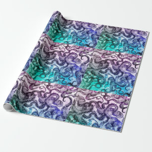 Papel De Presente Octopus Ocean Blue