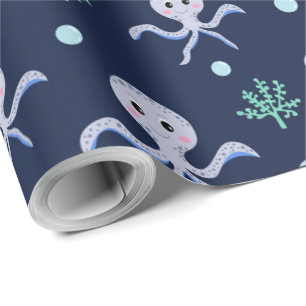 Papel De Presente Octopus sob o padrão das crianças do mar