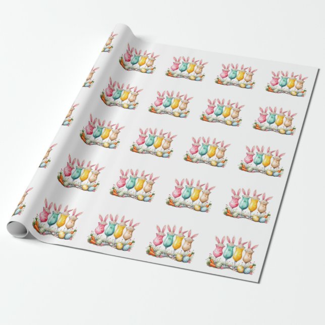 Papel De Presente Óculos de latas de páscoa com ouvidos coelhos (Desenrolado)