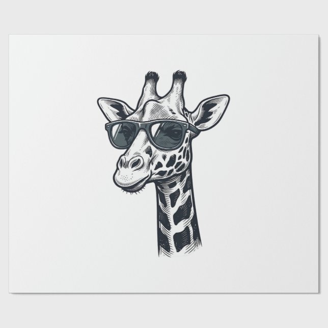 Papel De Presente Óculos de Sol de Girafa Legal Camiseta com Gravaçã (Aberto)