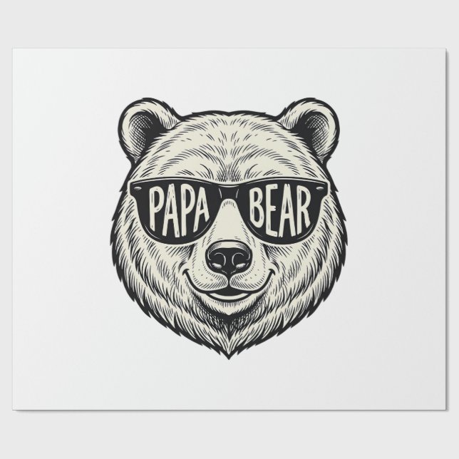 Papel De Presente Óculos de sol do Papai Urso Cabeça de Urso Design  (Aberto)