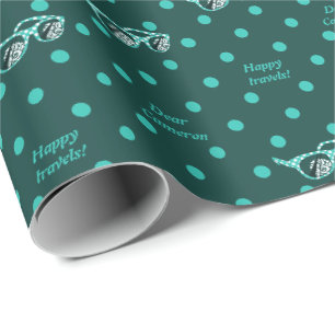 Papel De Presente Óculos de Sol Happy Travels com Pontos Turquesa