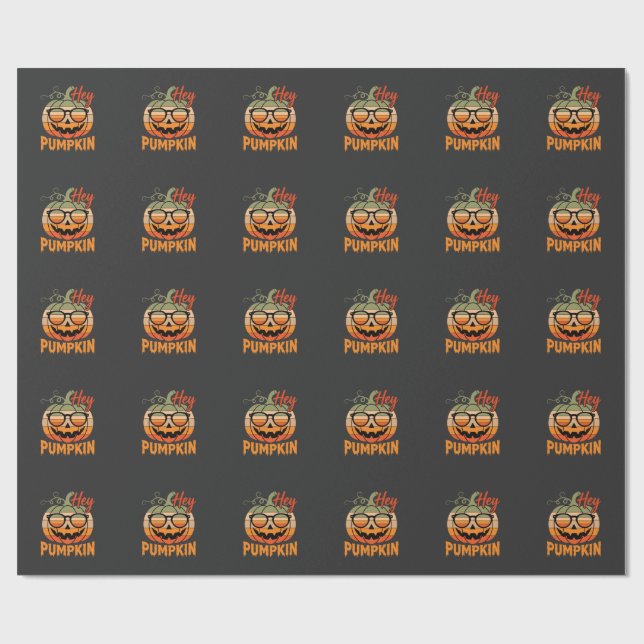 Papel De Presente Óculos de Sol Hey Pumpkin Retro de Halloween (Aberto)