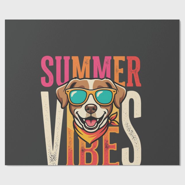 Papel De Presente Óculos de Sol para Cachorro Vibrações de Verão (Aberto)