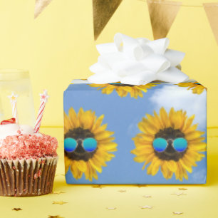 Papel De Presente Óculos de Sol Retrô em Girassol