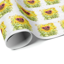 Papel De Presente Óculos De Sol Rosa No Girassol