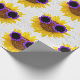 Papel De Presente Óculos de sol roxos em girassol 