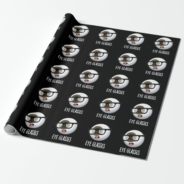 Papel De Presente Óculos Engraçados Piadas de Olho BG Escuro (Desenrolado)