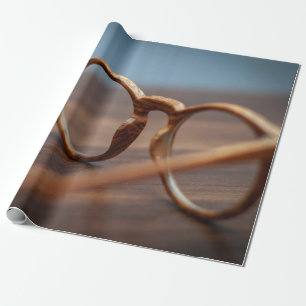 Papel De Presente Óculos oculares moldam madeira