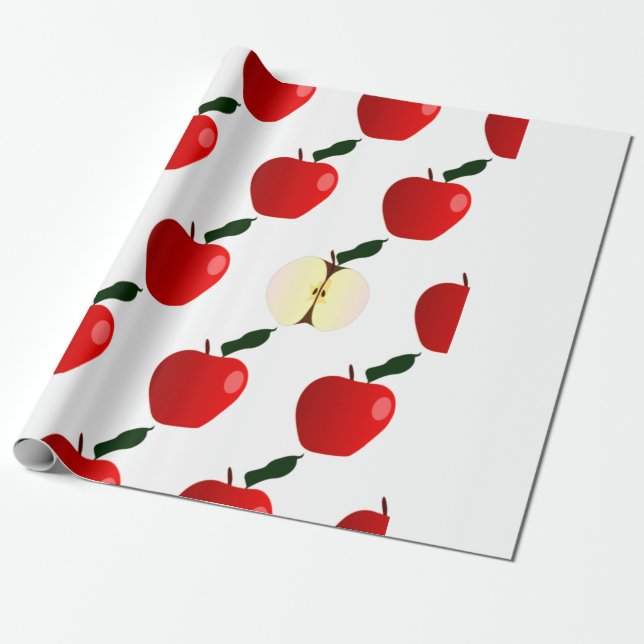 Papel De Presente Odd One Out Seamless Red Apple Background (Desenrolado)