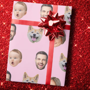 Papel De Presente Oferta Personalizada Da Família De Fotos, 4 Rostos