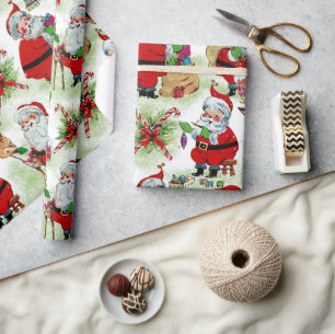 Papel De Presente Oficina Vintage do Papai Noel
