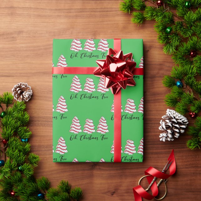 Papel De Presente Oh Árvore de Natal Bolinhos Little Debbie Embrulho (Presente de Natal)