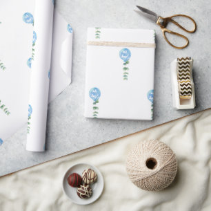 Papel De Presente Oh Boy balão verde eucalipto chá de bebê