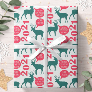 Papel De Presente Oh Deer Rena de Natal Festa de Natal Divertida