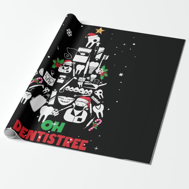 Papel De Presente Oh Dentistree Dentist Dental Teeth Christmas Tree (Desenrolado)