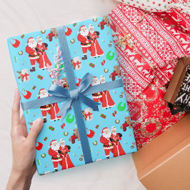 Papel De Presente Oh Papais noeis Bebês e Sra. Claus Chá de fraldas