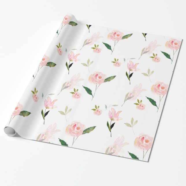 Papel De Presente Olá! aguarela bonita floral (Desenrolado)