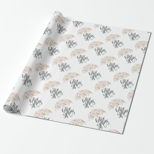 Papel De Presente Olá Guarda-Chuva de Primavera (Desenrolado)