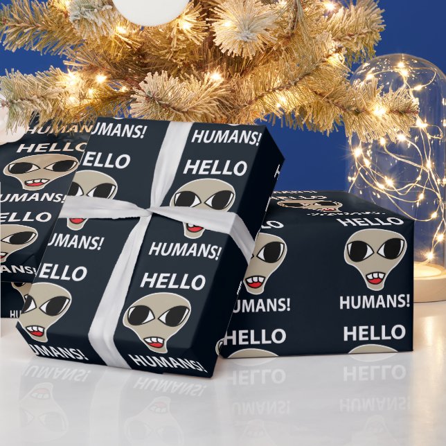 Papel De Presente Olá Humanos Alien Funny  (Feriados)