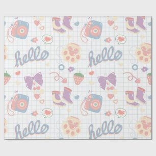 Papel De Presente Olá! Padrão de coisas de menina